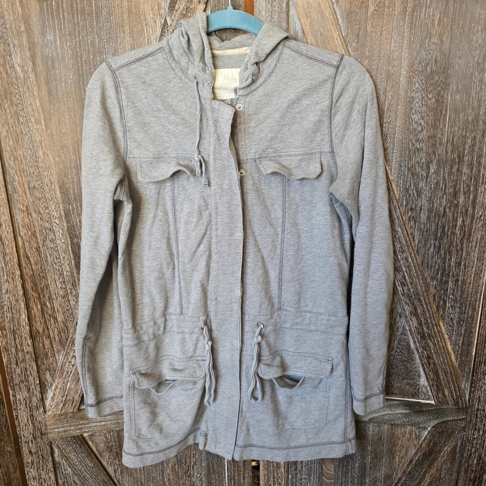 Ann Taylor Loft Sweatshirt Women's Size Small‎ Gray Zip Up Hooded Jacket Lounge